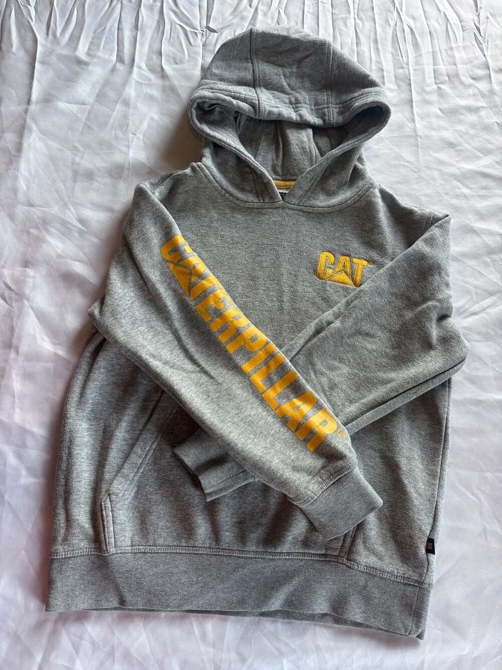 Caterpillar CAT Youth Grey Pullover Hoodie Sweatshirt Size M 10/12
